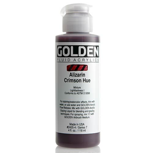 Golden, Fluid Acrylic, Paint, 4oz, Alizarin Crimson Hue